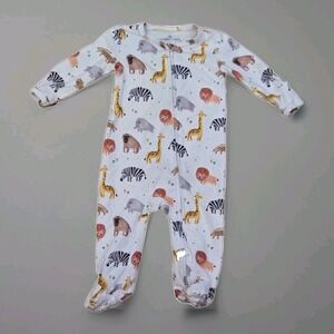 Caden Lane Baby Boy 0-3months safari zip Footed Pajamas HTF EUC‎